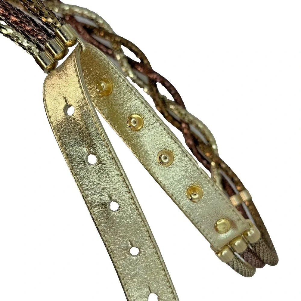 Vintage Braided Chain Belt‎ Mixed Metals Glam Grunge Snake Chain Waist